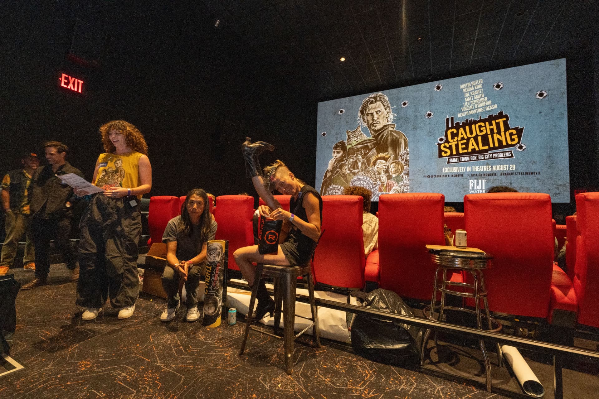 The Caught Stealing premiere — mohawks on stage