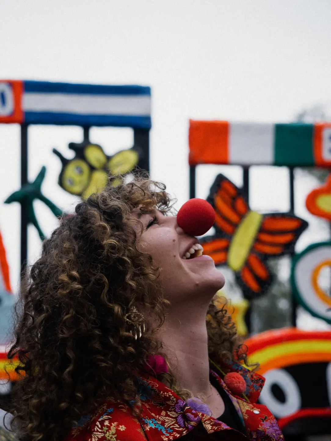 Kate Russell laughing in clown practice